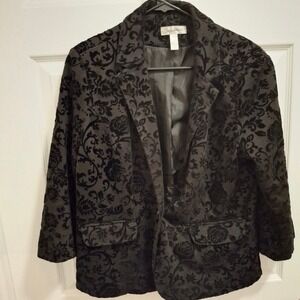 3/$15 Dressbarn Black Velvet Burnout Whimsigoth Old Money Blazer Womens‎ Size L